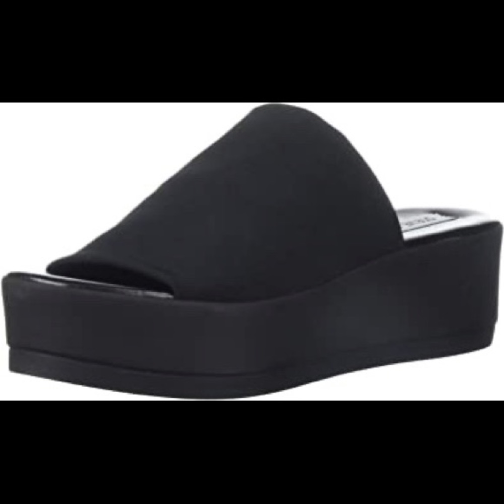 Steve Madden 90s Black Slinky Platform Slides
